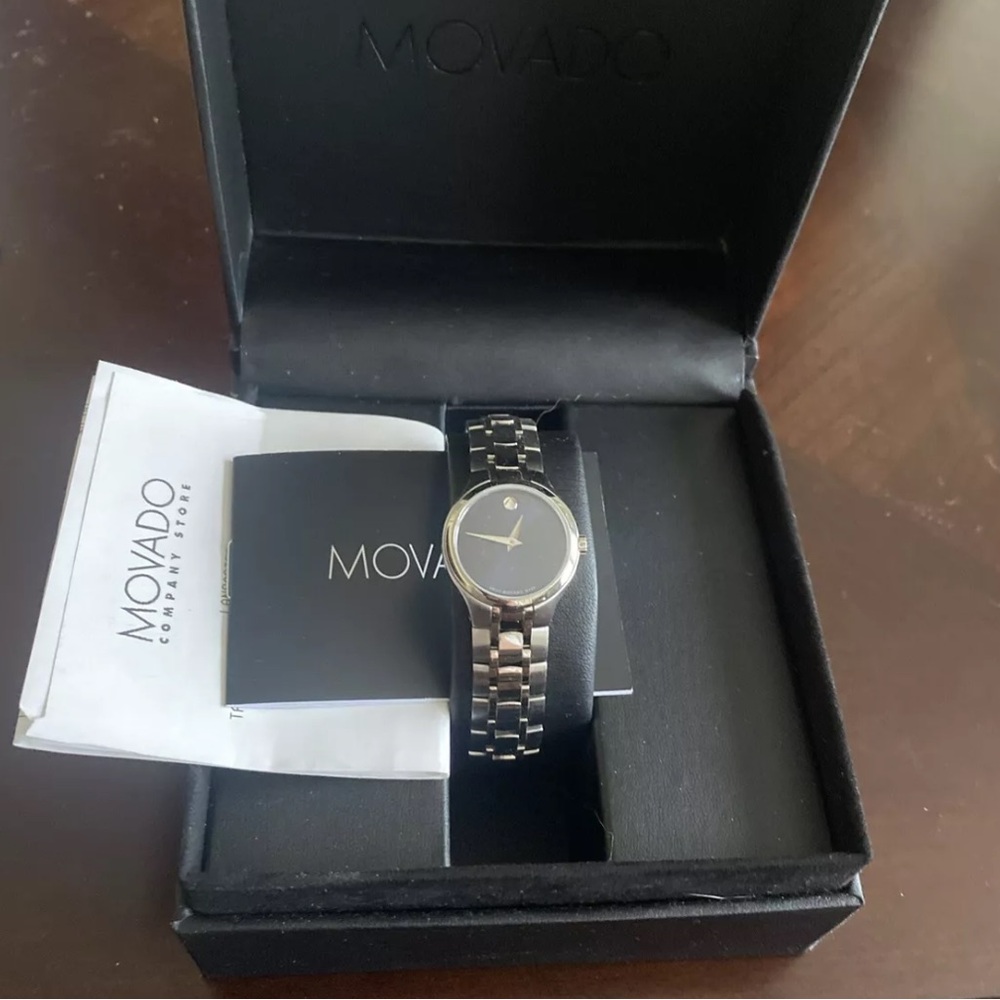 Movado Classic Black Dial with Silver-Tone Bracelet